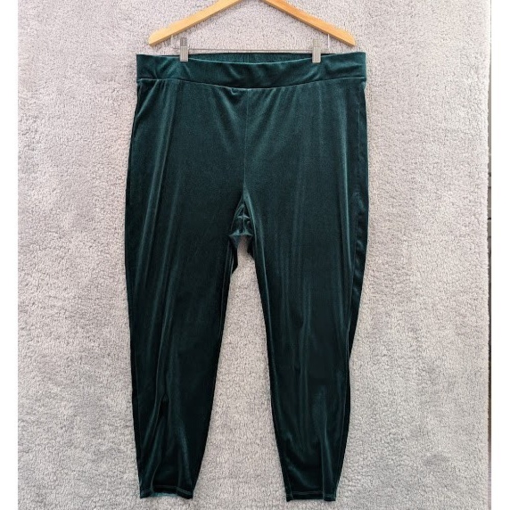 Torrid Crushed Velvet Leggings Women's 4X Emerald Green Pull On Cropped Pants